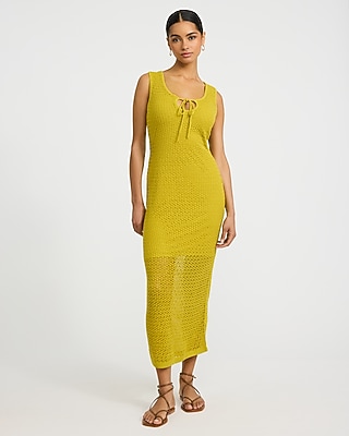 express yellow maxi dress canary yellow maxi dress Light Yellow Sheer Lace Maxi Dress with High Split  and Hollow-Out Waist for Vacation and Back-to-School Plus Size Fashion