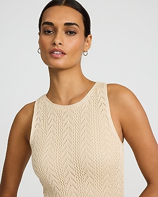 Open Stitch Crochet Crew Neck Maxi Sheath Dress | Express