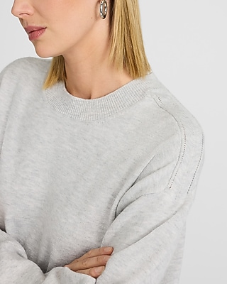 Crew Neck Dolman Sleeve Mini Sweater Dress in Airy Soft