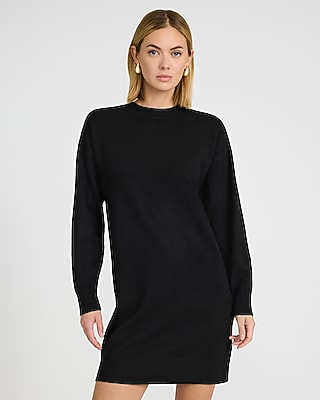 Airy Soft Crew Neck Dolman Sleeve Mini Sweater Dress
