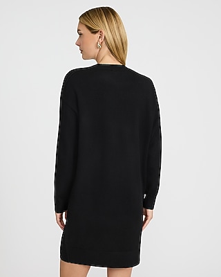 Airy Soft Crew Neck Dolman Sleeve Mini Sweater Dress