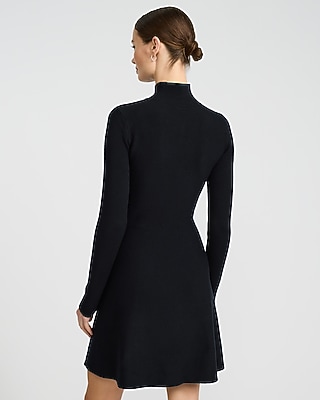 Airy Soft Mock Neck Mini Fit and Flare Sweater Dress - image 2