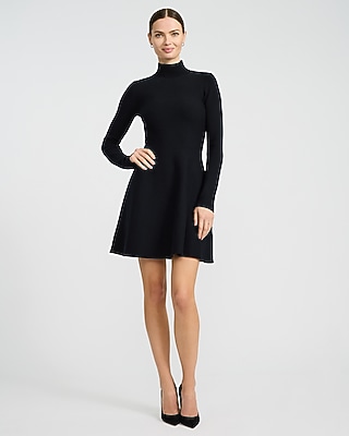 Airy Soft Mock Neck Mini Fit and Flare Sweater Dress - image 3