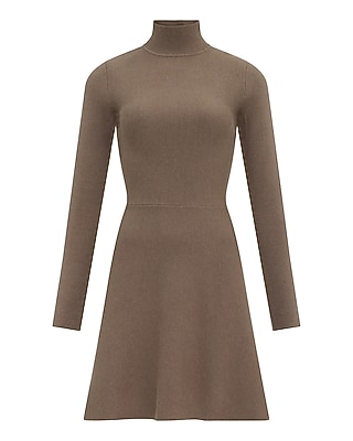 Airy Soft Mock Neck Mini Fit and Flare Sweater Dress