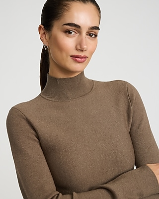 Airy Soft Mock Neck Mini Fit and Flare Sweater Dress