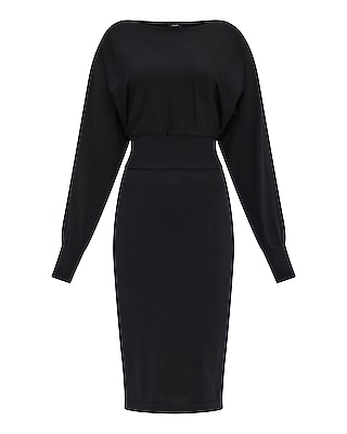 Boat Neck Dolman Sleeve Midi Sweater Sheath Dress - image 4