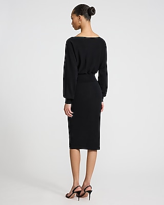 Boat Neck Dolman Sleeve Midi Sweater Sheath Dress - image 3