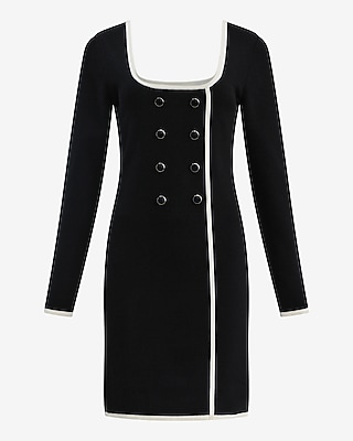 Tipped Scoop Neck Long Sleeve Mini Sweater Dress In Airy Soft