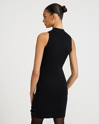 Novelty Bow Seamed Sleeveless Mini Sweater Dress