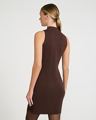 Novelty Bow Seamed Sleeveless Mini Sweater Dress