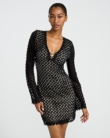 what is a wrap dress Express Womens Mini XS Black Floral Sleeveless Lace Lined Solid Cocktail Women's Long Sleeve Dresses -