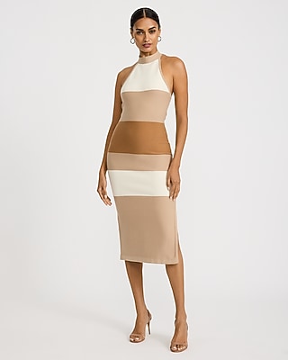long sleeve low cut dress Kasya Cream Satin Long Sleeve Mini Dress - US 6
