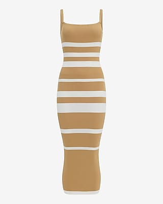 Striped Square Neck Midi Sheath Sweater Dress - image 4