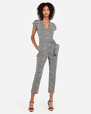 v neck tie waist jumpsuit