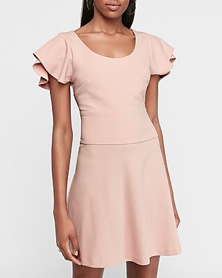 flutter sleeve fit and flare dress