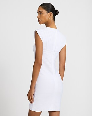 V-Neck Cap Sleeve Bandage Mini Sheath Dress - thumbnail 7