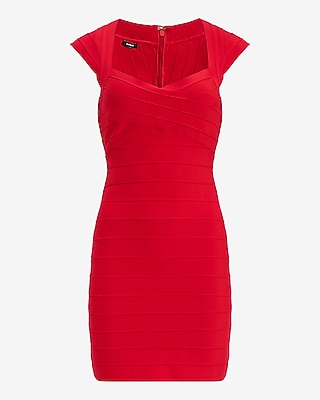 V-Neck Cap Sleeve Bandage Mini Sheath Dress