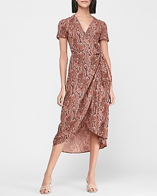 snakeskin print wrap dress