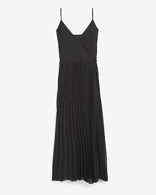 pleated wrap dress midi