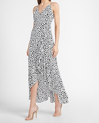 leopard ruffle wrap dress