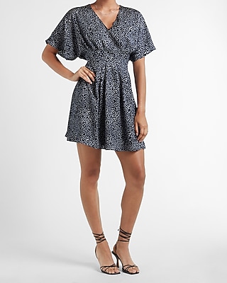 printed dolman sleeve fit and flare dress
