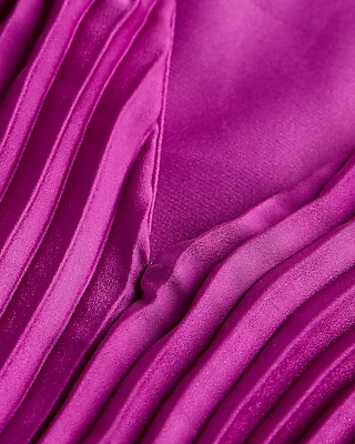 Pleated V-Neck Midi Dress