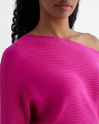 Ribbed Off The Shoulder Long Sleeve Mini Sweater Dress