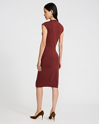 Crew Neck Short Sleeve Belted Midi Sweater Dress Express