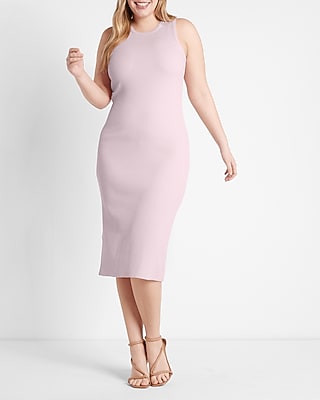 Body Contour Ribbed High Neck Midi Dress | Express