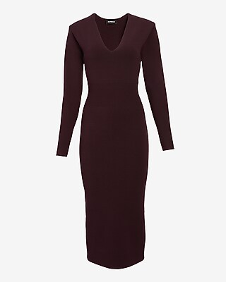 LONG SLV VEE NECK VOLUME OVER FITTED SWEATER SHEATH 9417666:SWAN:XS