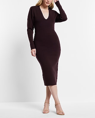 LONG SLV VEE NECK VOLUME OVER FITTED SWEATER SHEATH 9417666:SWAN:XS