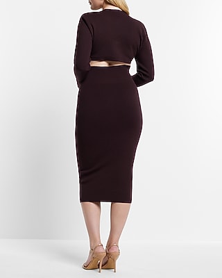LONG SLV VEE NECK VOLUME OVER FITTED SWEATER SHEATH 9417666:SWAN:XS