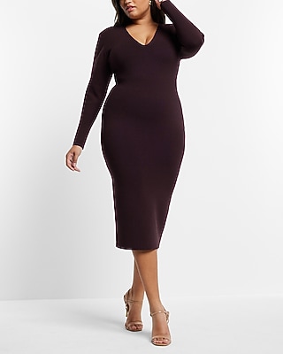 LONG SLV VEE NECK VOLUME OVER FITTED SWEATER SHEATH 9417666:SWAN:XS