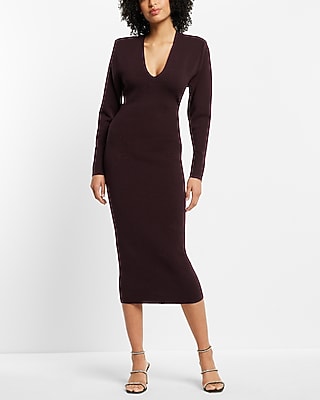 LONG SLV VEE NECK VOLUME OVER FITTED SWEATER SHEATH 9417666:SWAN:XS