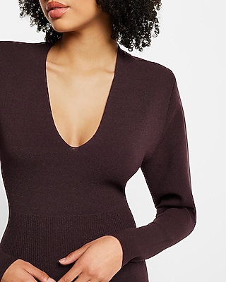 LONG SLV VEE NECK VOLUME OVER FITTED SWEATER SHEATH 9417666:SWAN:XS