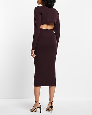 LONG SLV VEE NECK VOLUME OVER FITTED SWEATER SHEATH 9417666:SWAN:XS