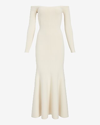Bridal Off The Shoulder Sweater Maxi Dress