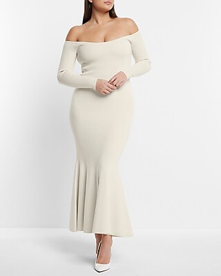 Bridal Off The Shoulder Sweater Maxi Dress