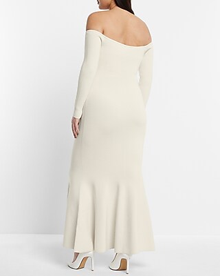 Bridal Off The Shoulder Sweater Maxi Dress