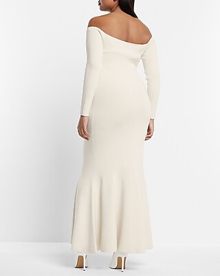 Bridal Off The Shoulder Sweater Maxi Dress
