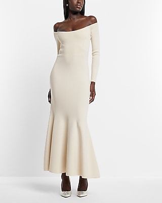 Bridal Off The Shoulder Sweater Maxi Dress