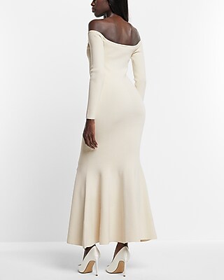 Bridal Off The Shoulder Sweater Maxi Dress
