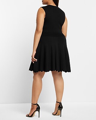 slim fit dress slacks Scalloped Fit and Flare Midi Cotton Dress main image 1