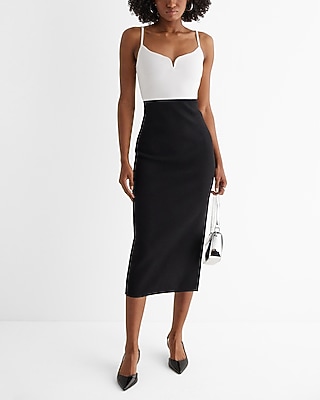 Body Contour Color Block V-Wire Sleeveless Midi Sweater Dress