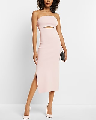 brown fitted midi dress Astr the Label | Ania One-Shoulder Midi Dress in Brown