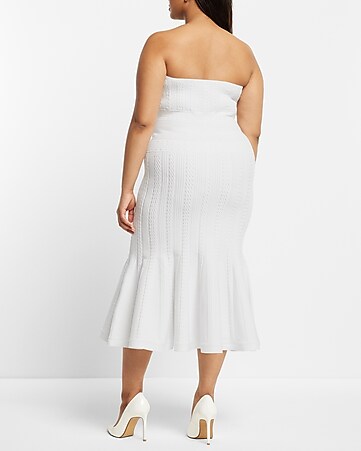 Plus Size White Strapless Dress