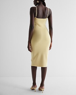 Ribbed High Square Neck Midi Sweater Dress - image 5