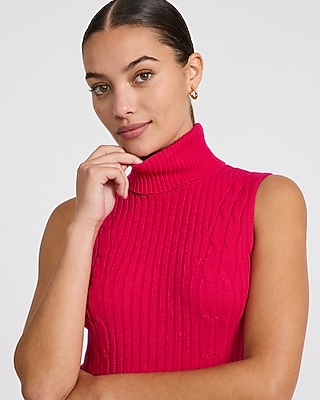 Turtleneck Sleeveless Tie Waist Maxi Sweater Dress