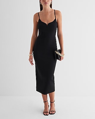 Express Express Body Contour Mesh Ruched Side Slit Midi Dress With Bra Cups  57.90