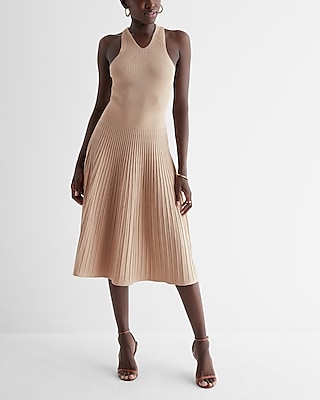 High neck pleated midi dress hotsell